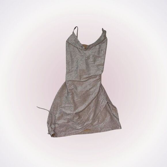 Glittering sparkly mini dress cowl neck and open back | Sz S - Picture 1 of 4
